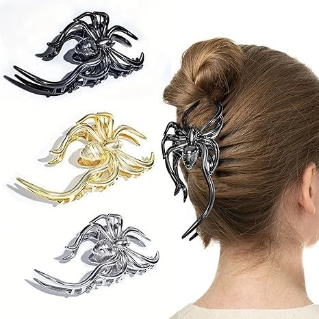 Pinza Para El Pelo Araña Aleación Metal Grande Antidis deslizante Halloween Gótico Punk Accesorio Para Cabello Mujeres Niñas