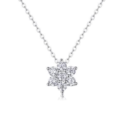 925 Sterlingsilber Schneeflocke Anhänger Halskette Für Damen Moissanit Eingelegt Mode Schlüsselbein Kette Schmuck Geschenk