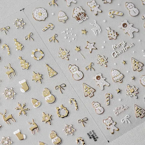 Nail Art Stickers 3D Relief Embossed Christmas Winter Knit Pattern Heart Bow Self Adhesive DIY Manicure Decoration