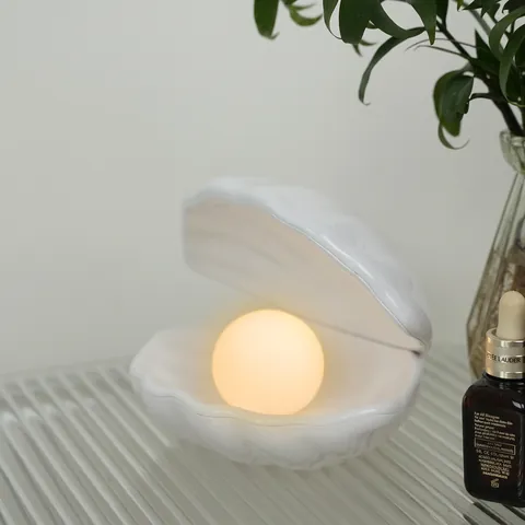 Creative Shell Artificial Pearl Night Light Desktop Atmosphere Table Lamp Bedside Decoration Jewelry Storage Novelty Gift For Girls
