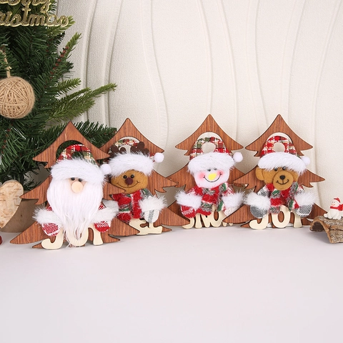 Addobbi Natalizi Appesi Albero Legno Peluche Babbo Natale Pupazzo Di Neve Renna Orso Decorazioni Festive Porta Parete
