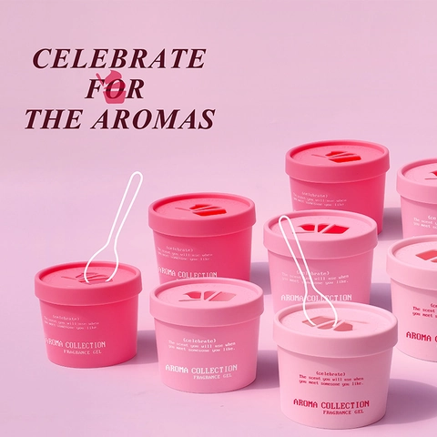 Aroma Collection Fragrance Gel Ice Cream Sundae Shaped Pink Cute Solid Air Freshener Car Interior Home Office Decorative Long Lasting Scent