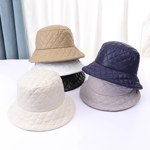 Cappello Alla Pescatora Trapuntato Inverno Caldo Antivento Imbottito Cotone Nylon Berretto Esterno Autunno Donne Uomini