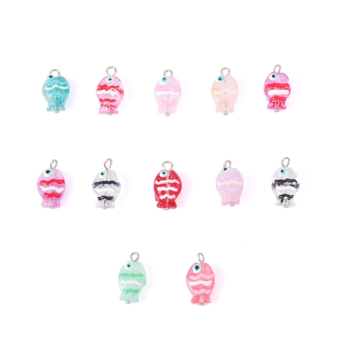 Fisch Charms Lampwork Glas Edelstahl Handbemalt Meerestier Für DIY Halskette Armband Schmuckherstellung Cartoon