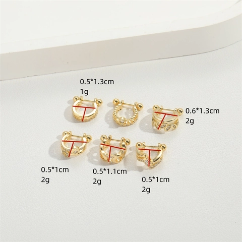 Elegant Zircon Nose Studs Copper Inlaid Piercing Body Jewelry Minimalist U-Shaped Design For Women Simple Stylish