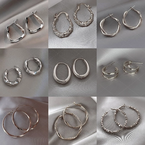 Geometrische Creolen Voor Dames Koper Chique Gedraaide Cirkel Sieraden Met 925 Sterling Zilveren Oorstokjes