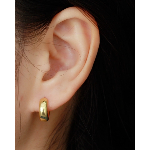 Minimalist Hoop Earrings 925 Sterling Silver Smooth Polished Round Huggies Geometric Commuting Style For Women