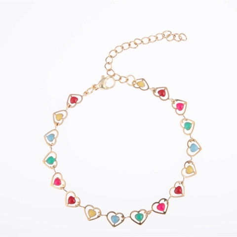 Kleurrijke Emaille Hart Vlinder Charm Armband 18K Verguld Roestvrij Staal Verstelbare Sieraden Voor Vrouwen Meisjes