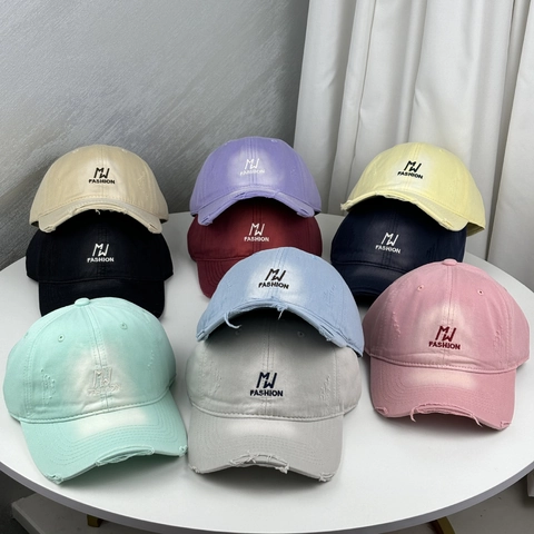 Casquette De Baseball Distressed Coton Lettres Brodées Ajustable Visière Courbée Rétro Streetwear Chapeau Soleil