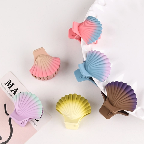 Pinza Para El Pelo Con Forma De Concha Degradado Plástico Acrílico Agarre Fuerte Accesorio Para El Cabello Mujeres Niñas