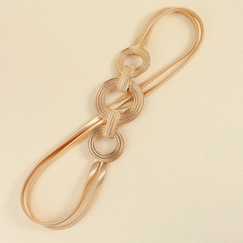 Cinturón de Cadena de Metal para Mujer Dorado Plateado Resorte Círculo Geométrico Cadena Decorativa para Trajes Vestidos