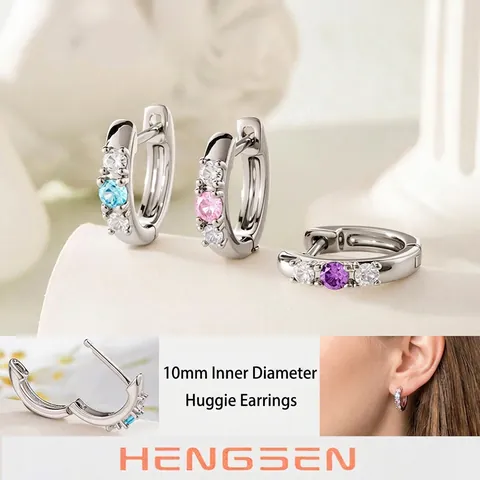 Minimalistische Ronde Huggie Hoop Oorbellen Koper Verzilverd Kleurrijke Zirkonia Steen Kleine Geometrische Sieraden Voor Vrouwen Meisjes