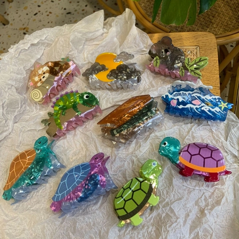 Acetate Hair Claw Clip Cartoon Animal Sea Turtle Koala Red Panda Large Hair Jaw Clip For Women Girls Accessory