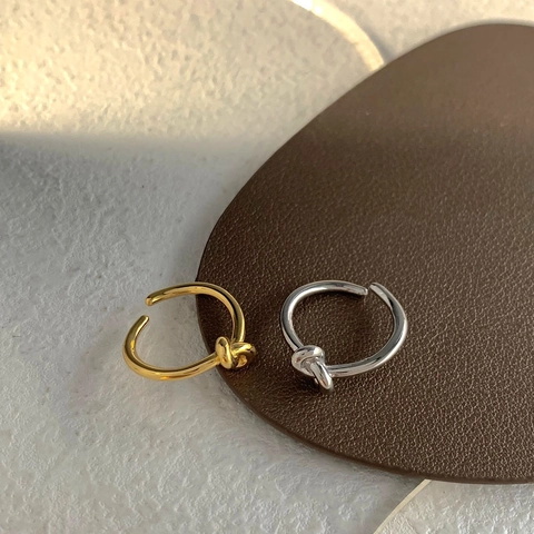 Bague Nœud en Argent Sterling 925 Minimaliste pour Femme Plaqué Or Argent Ouverte Réglable Design de Nœud Bijoux de Mode Cadeau