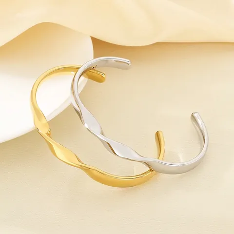 Gedraaide Open Golfring Armband Roestvrij Staal 18K Verguld Minimalistische Geometrische Mode-Sieraden Voor Dames