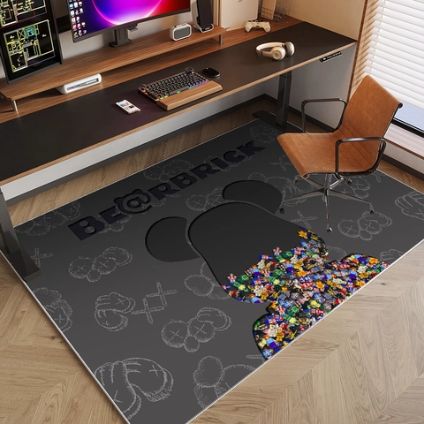 Gaming Stuhlmatte Rutschfeste Kristall Samt Teppich Für Gaming Zimmer Büro Bodenschutz Geometrisches Cyberpunk Design