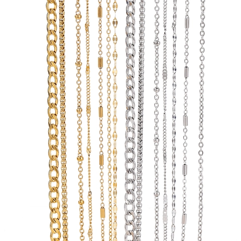 Roestvrijstalen Sieraden Maken Ketting Vacuüm Verguld Doos Curb Kruis Kraal Lip Spoel Voor DIY Ketting Armband Vondsten