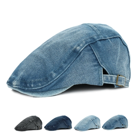 Gewassen Denim Platte Pet Retro Vintage Verstelbaar 100% Katoen Ivy Newsboy Hoed Voor Heren Dames