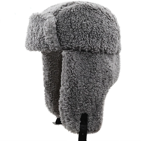 Cappello Da Trapper Lana Di Agnello Cotone Inverno Paraorecchie Antivento Caldo Ispessito Stile Ushanka