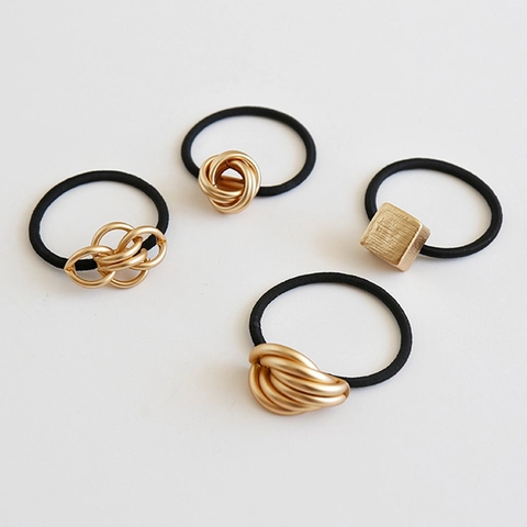 Minimalistische Geometrische Metalen Haarelastiekjes Elastische Rubberen Banden Elegante Retro Paardenstaarthouders Voor Dames Dagelijks