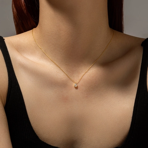 Collier Pendentif Goutte En Argent Sterling 925 Avec Zircone Cubique Blanche Taille Poire Bijoux Fins Minimalistes