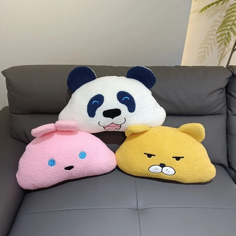 Cojín De Peluche De Animales Dibujos Animados Vellón Granular Suave Decorativo Para Sofá Cama Panda Conejo Gato Bordado Home Decor