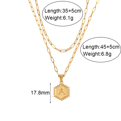 Collana A Strati Con Iniziale In Acciaio Inossidabile Pendente Esagonale Catena A Graffetta Per Donna Gioielli Placcati Oro