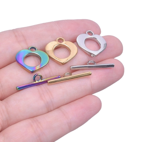 Herzform Knebelverschlüsse Edelstahl OT Schnalle Verbinder Für DIY Schmuckherstellung Halsketten Armbänder Zubehör Glänzendes Finish