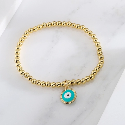 Evil Eye Beaded Bracelet Copper Real Gold Plated Enamel Amulet Bohemian Protection Fashion Jewelry For Women