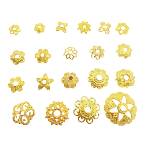 Tapas De Cuentas De Flores De Aleación Huecas Chapadas En Oro Espaciadores Para Fabricación De Joyas DIY Accesorios De Estilo Chino Vintage