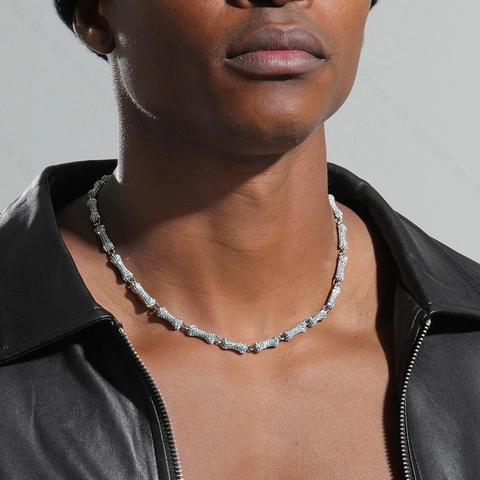 Bone Shape Link Chain Necklace Bracelet Iced Out Alloy Rhinestone Hip Hop Streetwear Fashion Jewelry For Men And Women