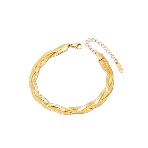 Minimalistische Roestvrijstalen Gevlochten Drielaagse Platte Slangenketting Armband Halsketting Voor Vrouwen Mode Sieraden