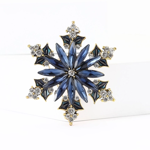Exquisito Broche de Copo de Nieve de Aleación Brillante Diamante de Imitación Incrustado Alfiler Estilo Navideño Joyas de Invierno Regalo Para Mujer Traje Abrigo