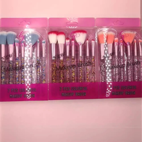 Portable Makeup Brushes Transparent Acrylic Handles Colorful Sequins Soft Synthetic Bristles Eyeshadow Powder Beauty Tool