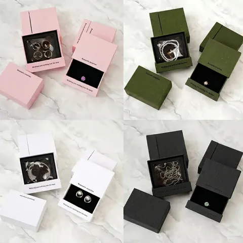 Schubladen Typ Press On Nail Display Geschenkbox High End Papier Schmuck Aufbewahrungsbox Tragbare Verpackungsbox Mit Karte Für Ringe Ohrringe Nägel