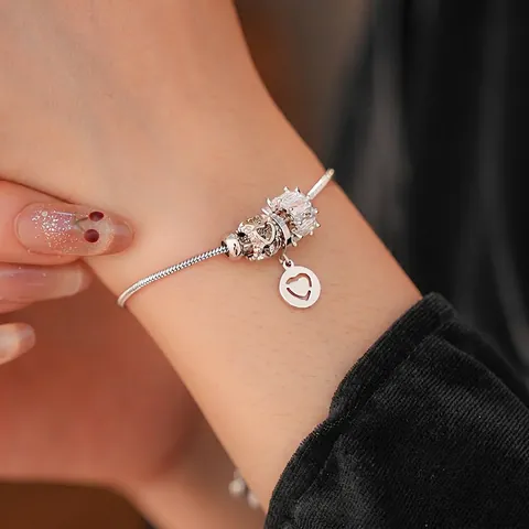 Verstellbares Schlangenketten Armband Mit Herzanhänger Aus Legierung Und Zirkonia Eleganter Modeschmuck Für Damen