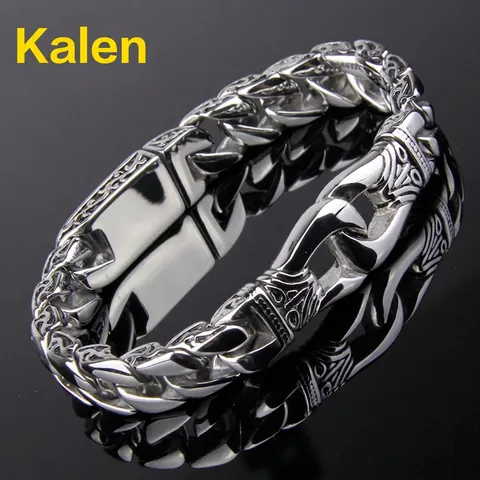 Heren Roestvrijstalen Armband 316L Retro Gegraveerde Cubaanse Schakel Gepolijst Punk Biker Industriële Stijl Mode