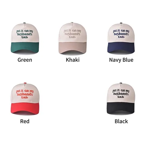 Baseball Cap Cotton Canvas Contrast Color Put It On My Husband's Tab Embroidery Slogan Casual Adjustable Sun Hat