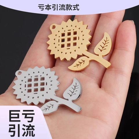Dijes De Girasol Acero Inoxidable 304 Chapado En Oro Forma Floral Hueca Para Fabricación De Joyas De Bricolaje