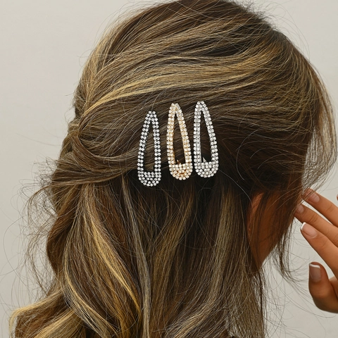 Rhinestone Water Drop Metal BB Hair Clip Shimmering Minimalist Side Barrettes For Women Hair Accessories