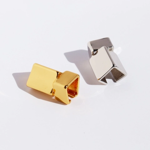 Orecchino Ear Cuff Quadrato Geometrico Minimalista Ottone Placcato Oro Senza Buco Design Origami Gioielli Unisex