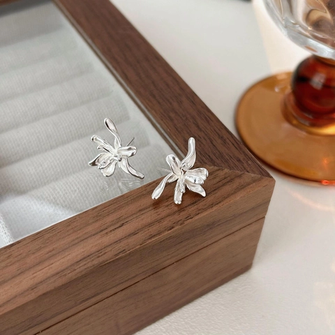 Pendientes De Botón De Flor De Lirio Plata De Ley 925 Pulida Minimalista Elegante Joyería Para Mujeres
