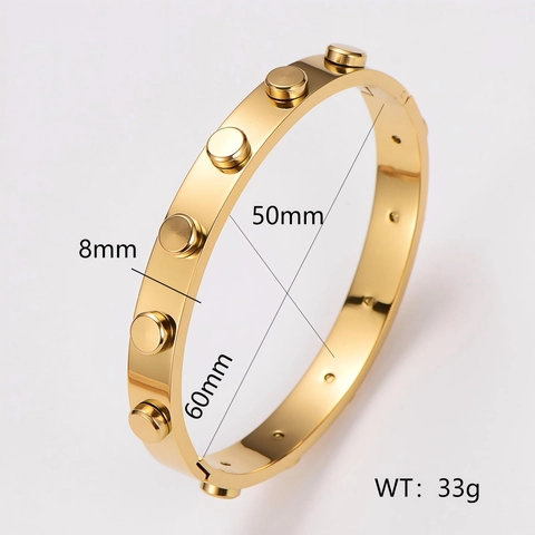 Brazalete De Acero Inoxidable Diseño De Cabeza De Tornillo Remache Ovalado Pulido Joyería Punk Moda Para Mujeres Hombres