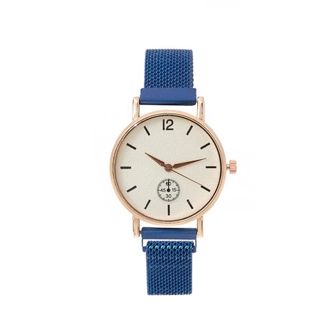 Women Quartz Watch Minimalist Stainless Steel Milanese Mesh Band Round Dial Small Second Sub-dial Fashion Elegant