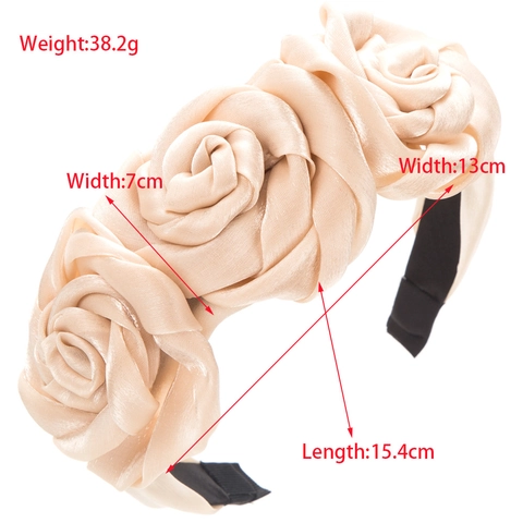 Damen Elegantes Stirnband mit 3D Satin Rosen Handgefertigt Retro Europäischer Stil Bankett Party Hochzeit Haarschmuck