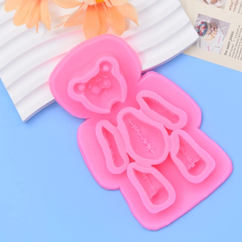 Bear Silicone Mold For Cake Decorating Chocolate DIY Handmade Candle Soap Plaster Bearbrick Style Split Design