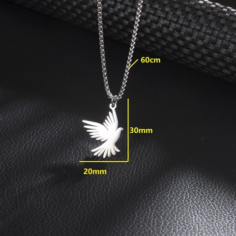 Stainless Steel Bird Pigeon Pendant Necklace Silver Color Minimalist Fashion Jewelry For Women Elegant Animal Charm