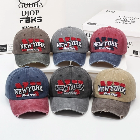 Cappello Da Baseball In Cotone Lavato Vintage Ricamo New York Regolabile Cappello Da Sole Retrò Uomini E Donne