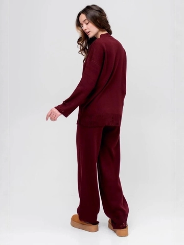 Pull En Tricot Déchiré En Coton Et Polyester Et Pantalon À Jambes Droites Couleur Unie Pour Femmes