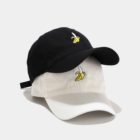 Casquette De Baseball Broderie Fruit Banane Coton Visière Courbée Style Coréen Mignon Chapeau Décontracté